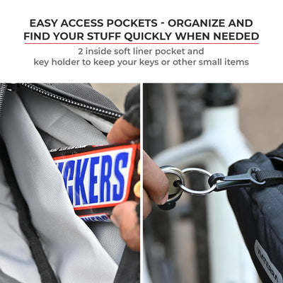 ViaTerra top tube cycling bag has easy access pockets