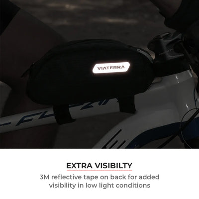 ViaTerra top tube cycling bag have 3M reflective tape