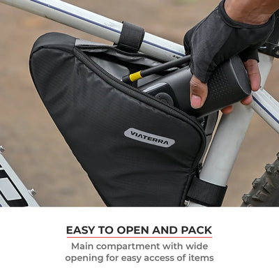ViaTerra triangle cycling bag is easy to open and pack