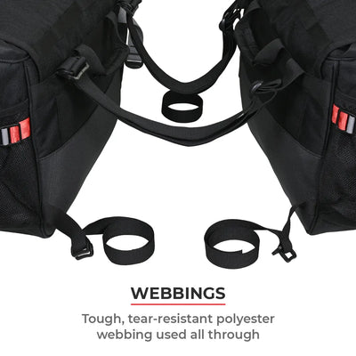 ViaTerra saddlebags webbings - Though, tear-resistant polyester webbing used all through
