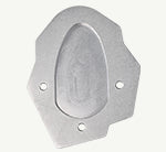 Sidestand shoe top plate – 1 nos A silver metal wall plaque or decorative plate with a central recessed oval area and four mounting holes, shown against a plain white background.