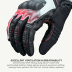 color_common Black motorcycle glove with red accents on a light gray background