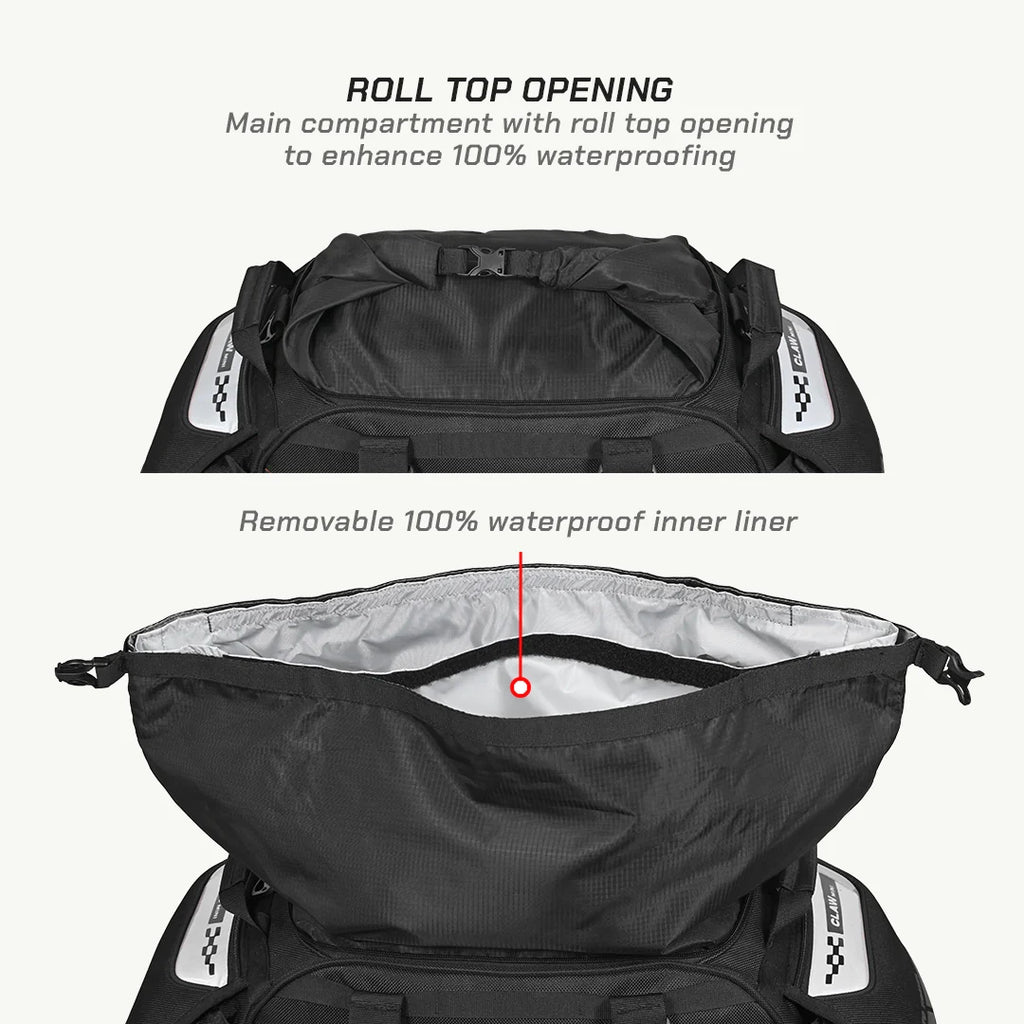 color_common ViaTerra claw mini - 100% waterproof motorcycle tailbag have roll top and waterproof inner liner