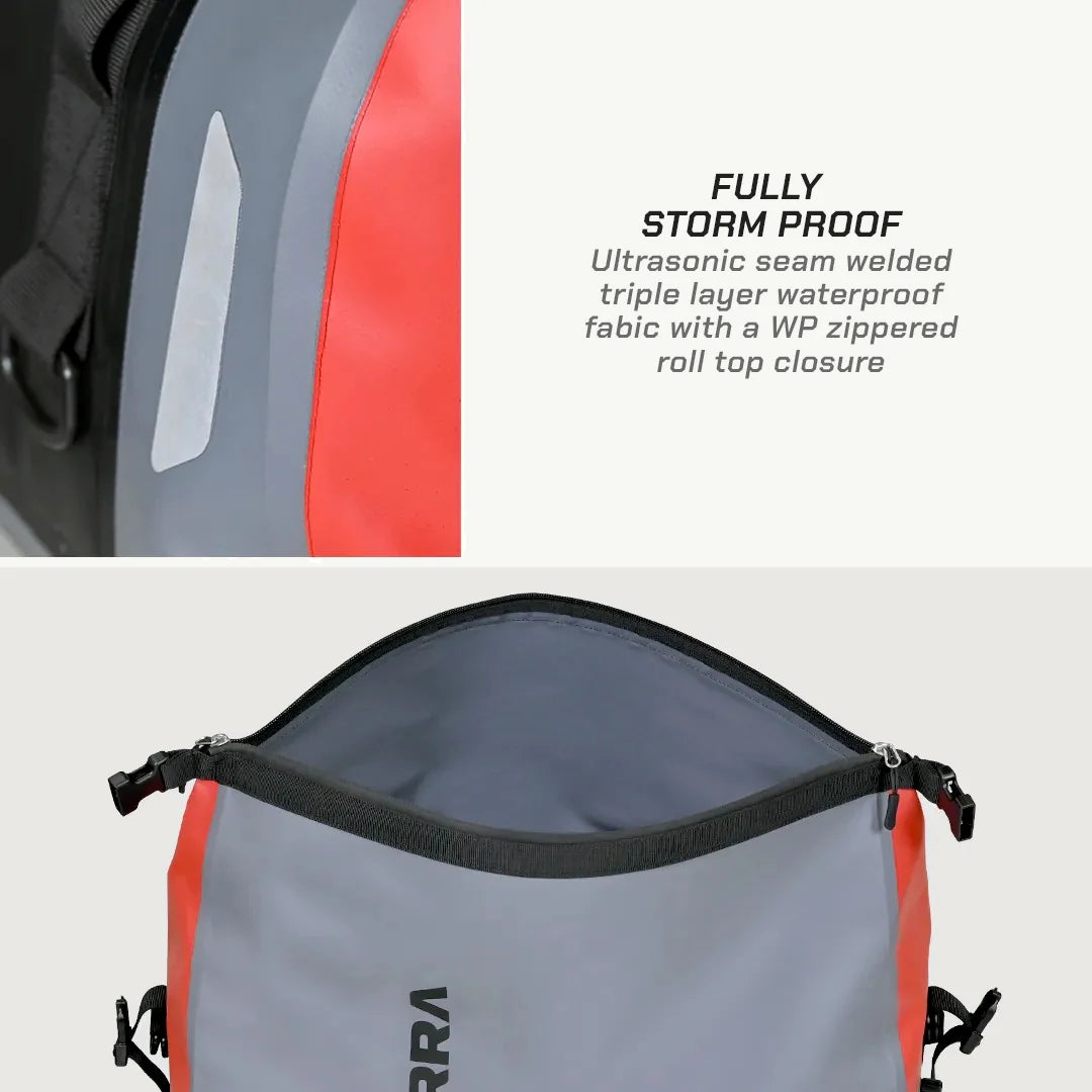 color_common ViaTerra drybag 55l - 100% waterproof motorcycle tailbag is fully storm proof