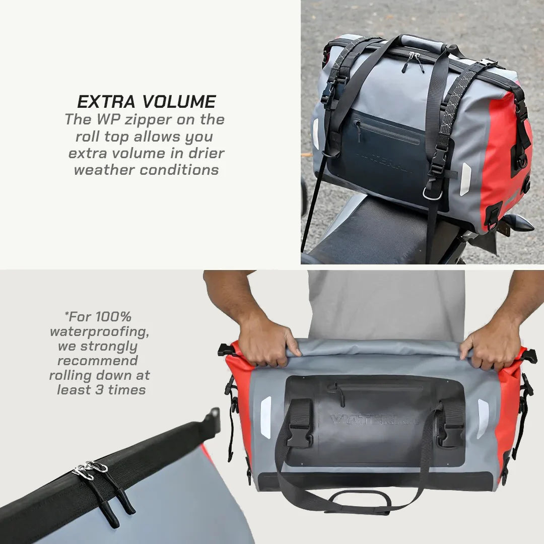 color_common ViaTerra drybag 55l - 100% waterproof motorcycle tailbag has extra volume
