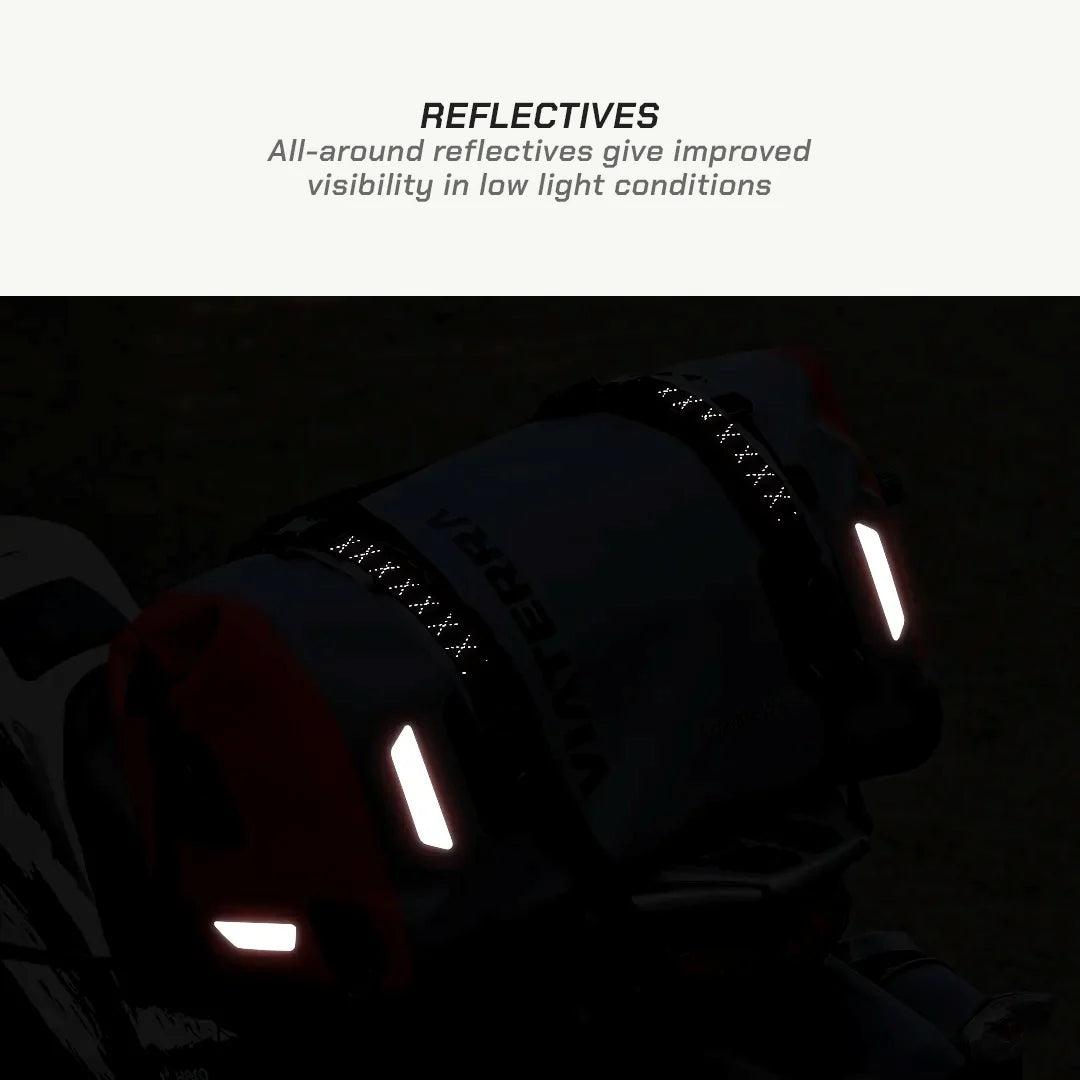 color_common ViaTerra drybag 55l - 100% waterproof motorcycle tailbag has reflective all around