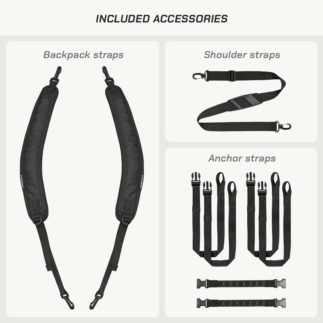 color_common ViaTerra drybag 55l - 100% waterproof motorcycle tailbag has included accessories