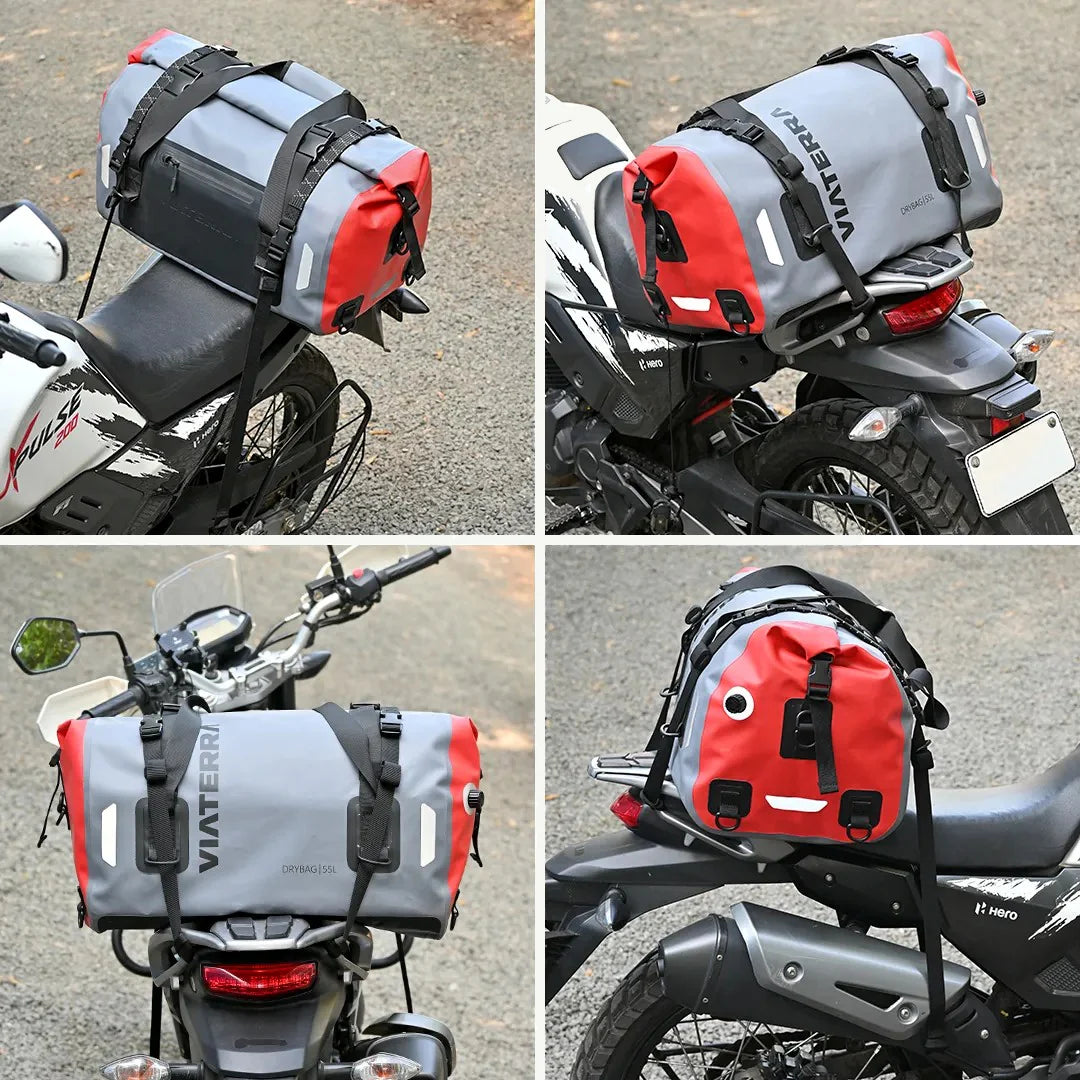 color_common ViaTerra drybag 55l - 100% waterproof motorcycle tailbag easy mounting