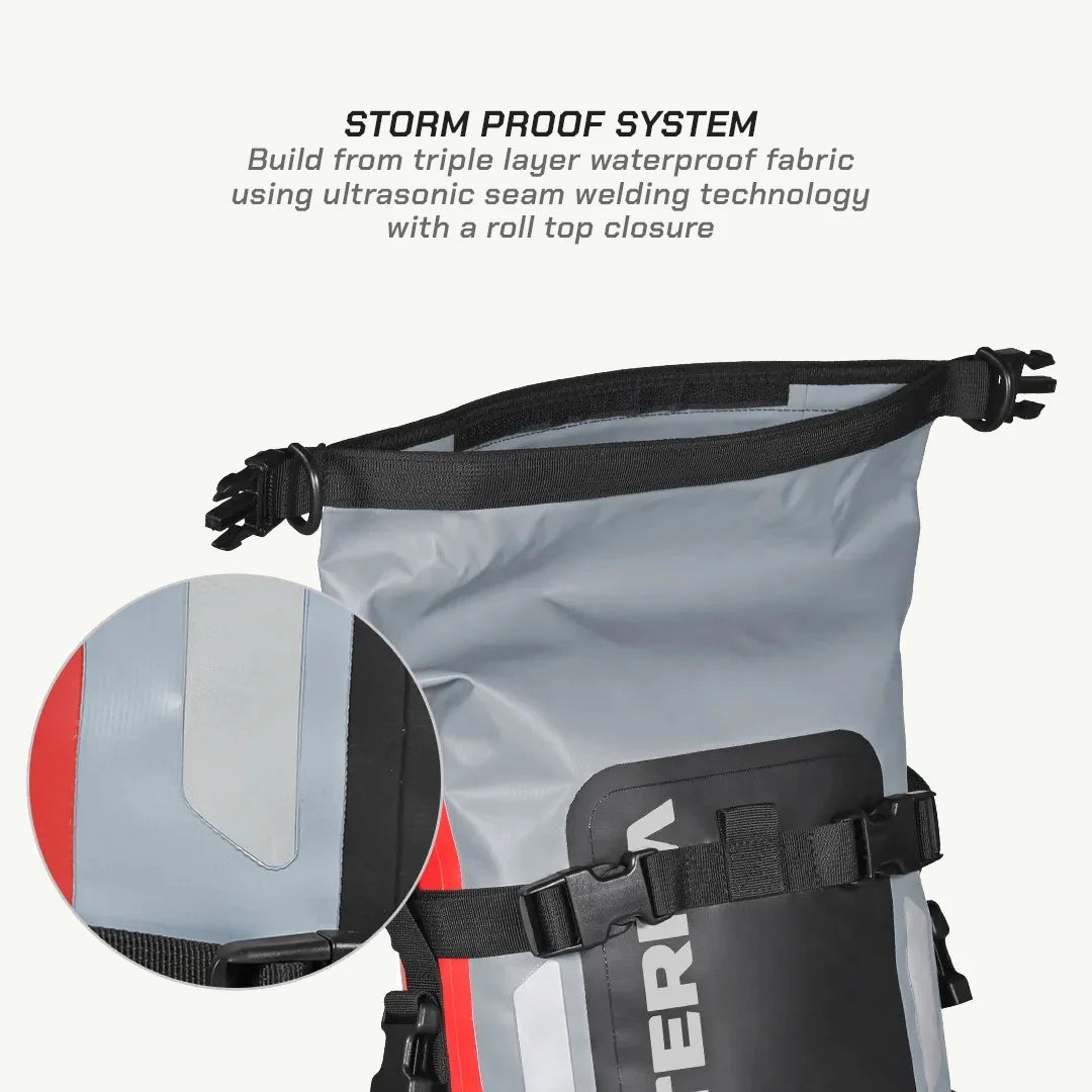 color_common ViaTerra drybag 8l - 100% waterproof motorcycle tailbag/ rear rack bag with storm proof system