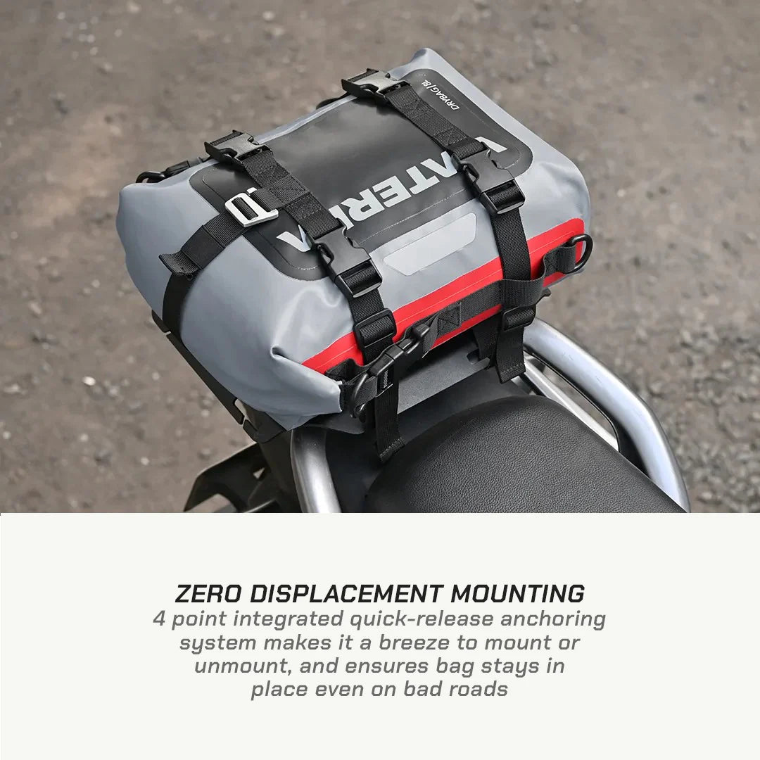 color_common ViaTerra drybag 8l - 100% waterproof motorcycle tailbag with zero displacement mounting