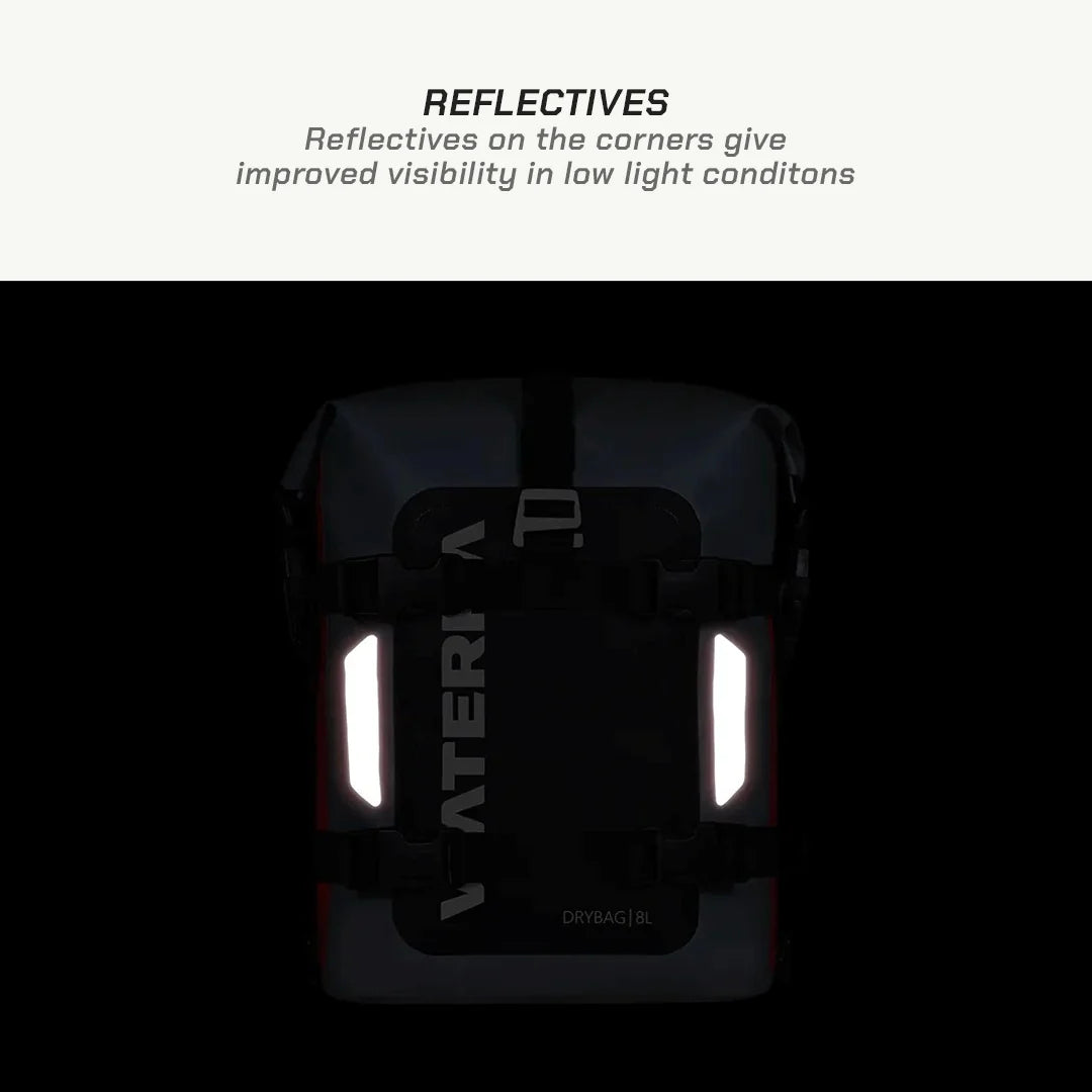 color_common ViaTerra drybag 8l - 100% waterproof motorcycle tailbag has reflective on the corners