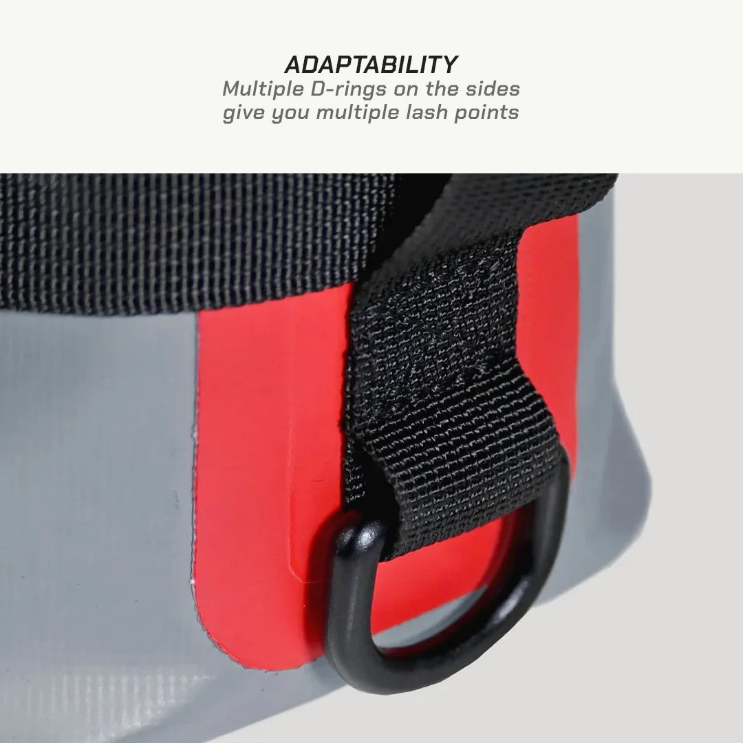 color_common ViaTerra drybag 8l - 100% waterproof motorcycle tailbag has multiple D-rings on the sides