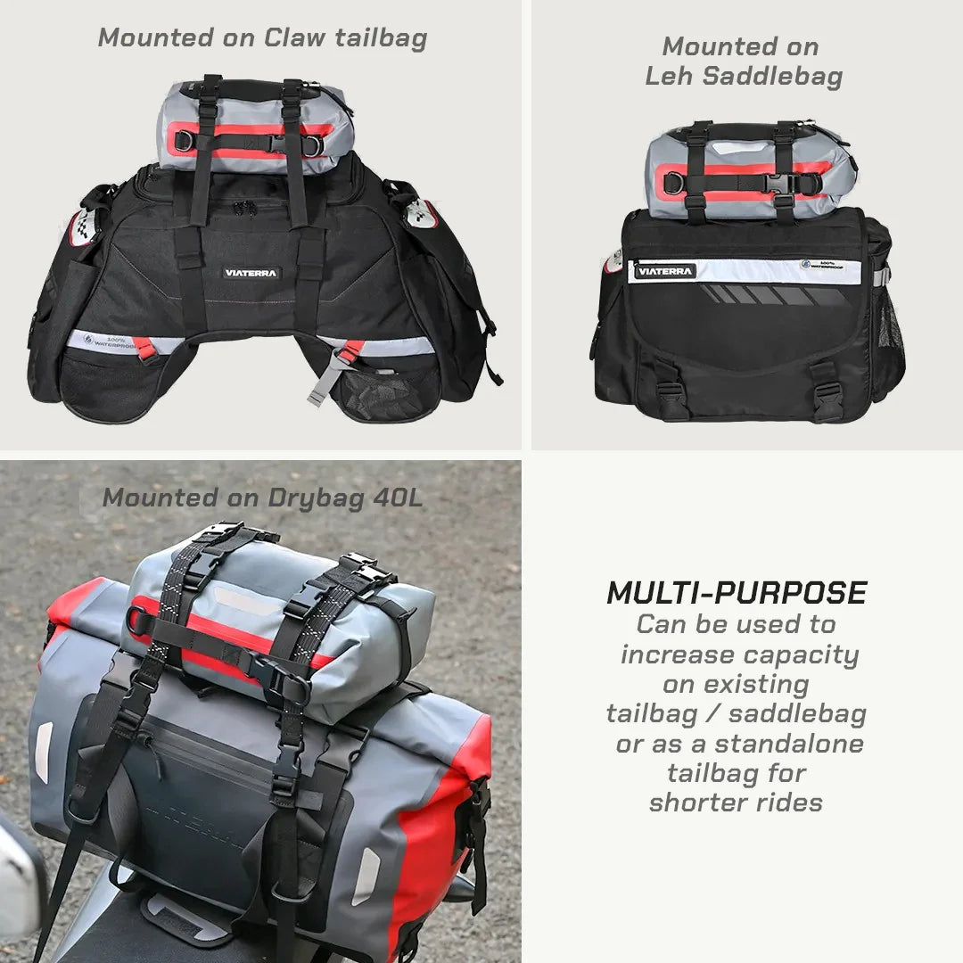 color_common ViaTerra drybag 8l - 100% waterproof motorcycle tailbag is a multi purpose bag