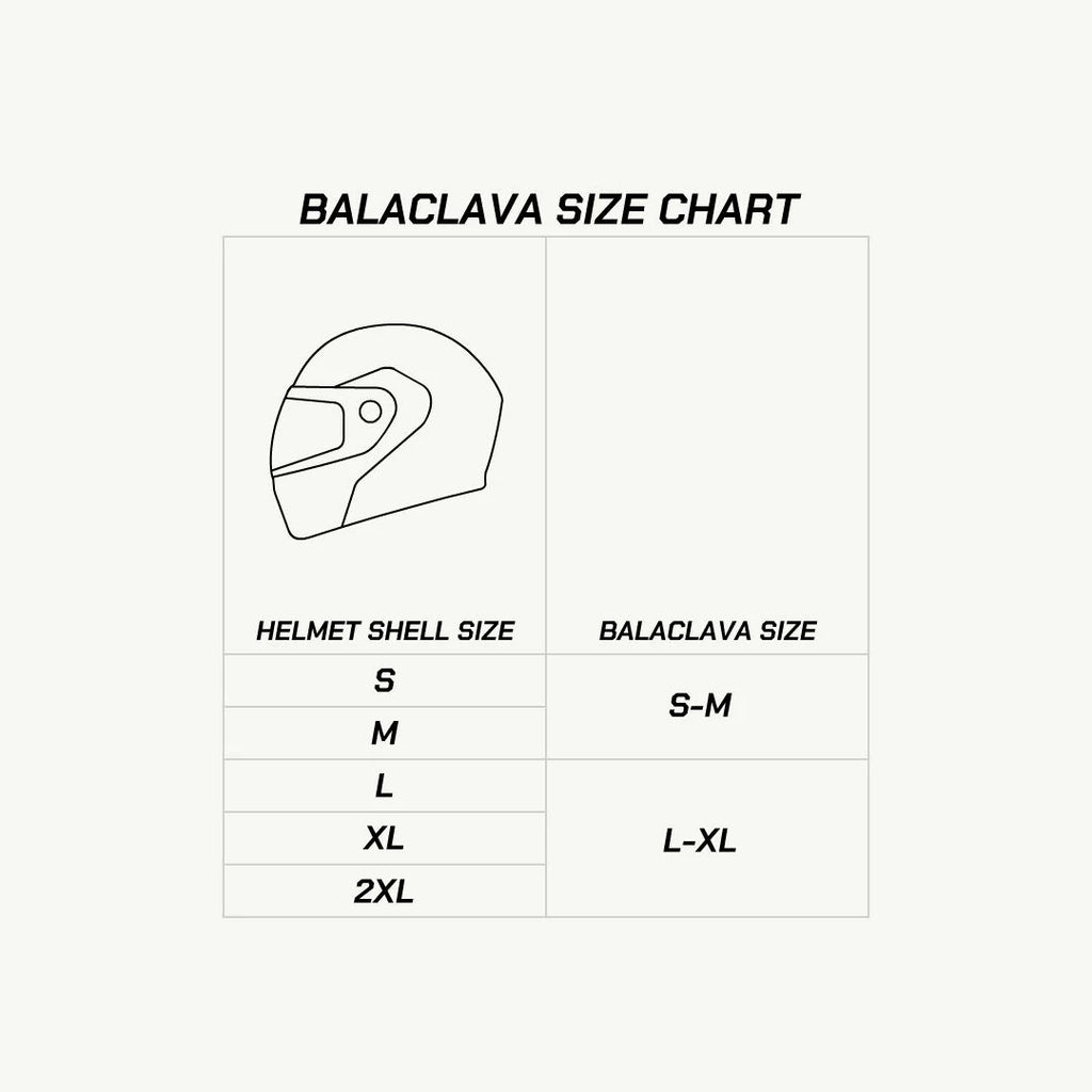color_common ViaTerra 2nd skin balaclava - motorcycle helmet liner size chart