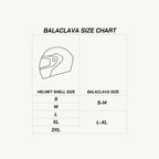 color_common ViaTerra 2nd skin balaclava - motorcycle helmet liner size chart