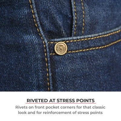 ViaTerra austin – daily riding jeans for men is riveted at stress points