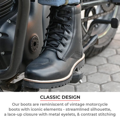 ViaTerra bronson - retro motorcycle riding boots for men (black) have classic design