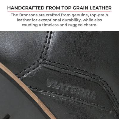 ViaTerra bronson - retro motorcycle riding boots for men (black) is handcrafted from top grain leather