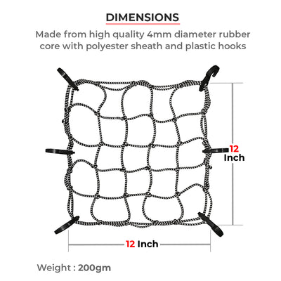 REFLECTIVE BUNGEE TIE DOWN NET (12″ X 12″)