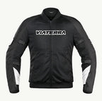 color_common Black jacket with 'VIATERRA' logo on a white background