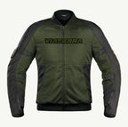 color_common Green and black jacket with 'Viaterra' branding on a white background