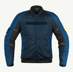 color_common Blue and black jacket with 'Viaterra' branding on a white background