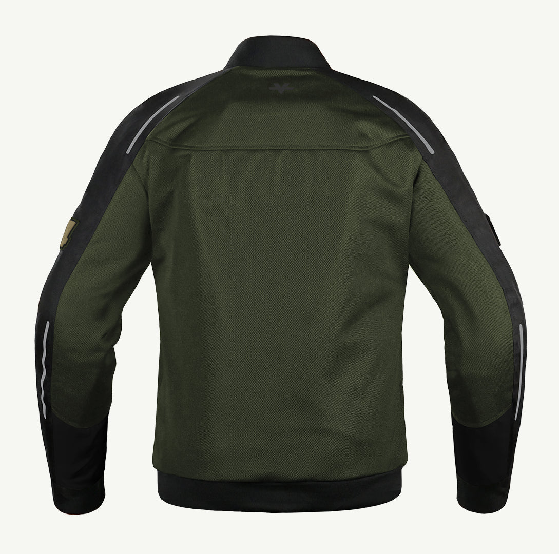 color_common Green jacket with black sleeves on a white background