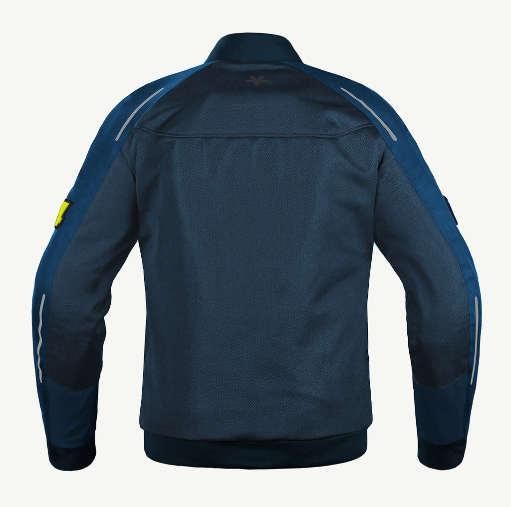 color_common Blue jacket with white accents on a white background