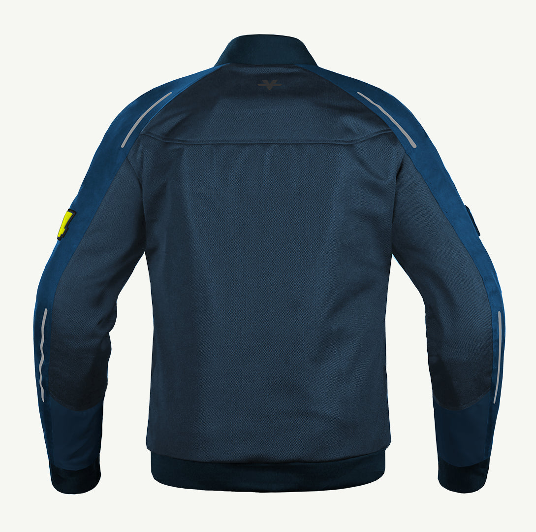 color_common Blue jacket with white accents on a white background