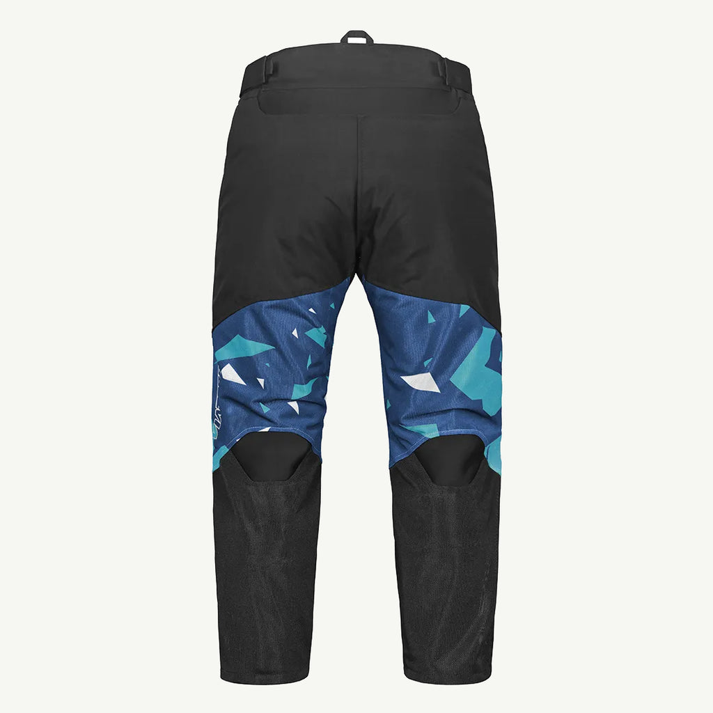 color_common Black pants with blue pattern on a white background
