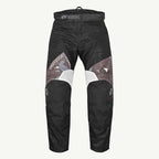 color_common Black motocross pants with patterned inserts on a white background
