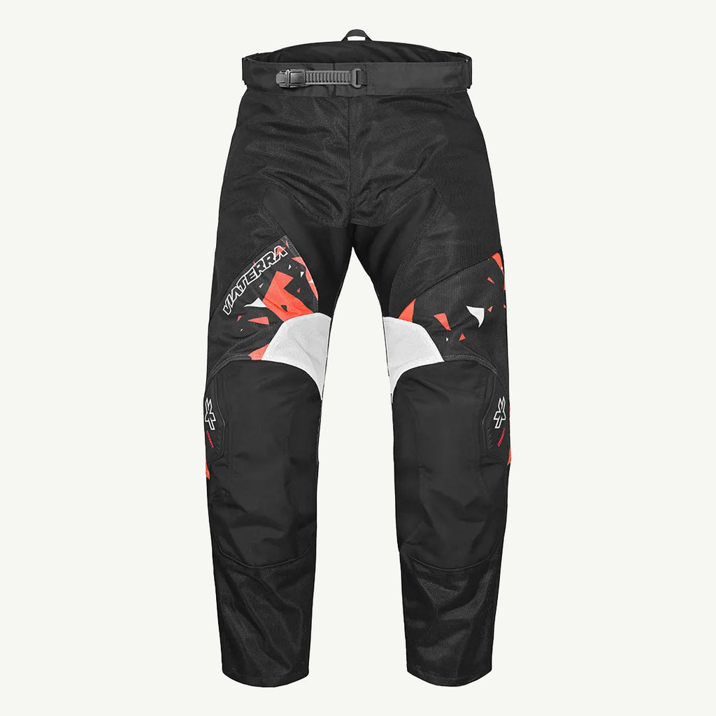 color_common Black motocross pants with red and white accents on a white background