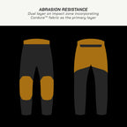 color_common Illustration of a pair of pants with abrasion resistance features on a black background.
