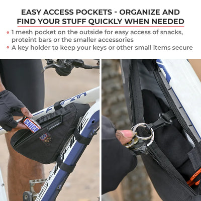 ViaTerra cycling frame bag has easy access pockets
