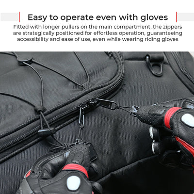 ViaTerra Claw Pro - Motorcycle Tail Bag is easy to operate with gloves