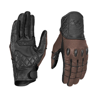 ViaTerra fuel - retro classic leather motorcycle gloves (black-brown)