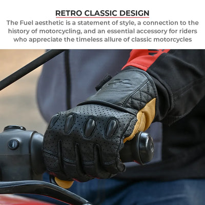 ViaTerra fuel - retro classic leather motorcycle gloves have retro classic design