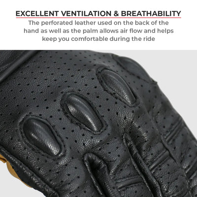 ViaTerra fuel - retro classic leather motorcycle gloves have excellent ventilation and breathabilty