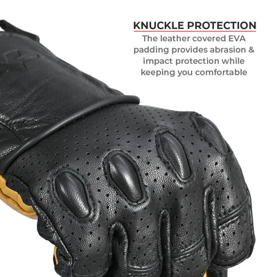 ViaTerra fuel - retro classic leather motorcycle gloves have knuckle protection
