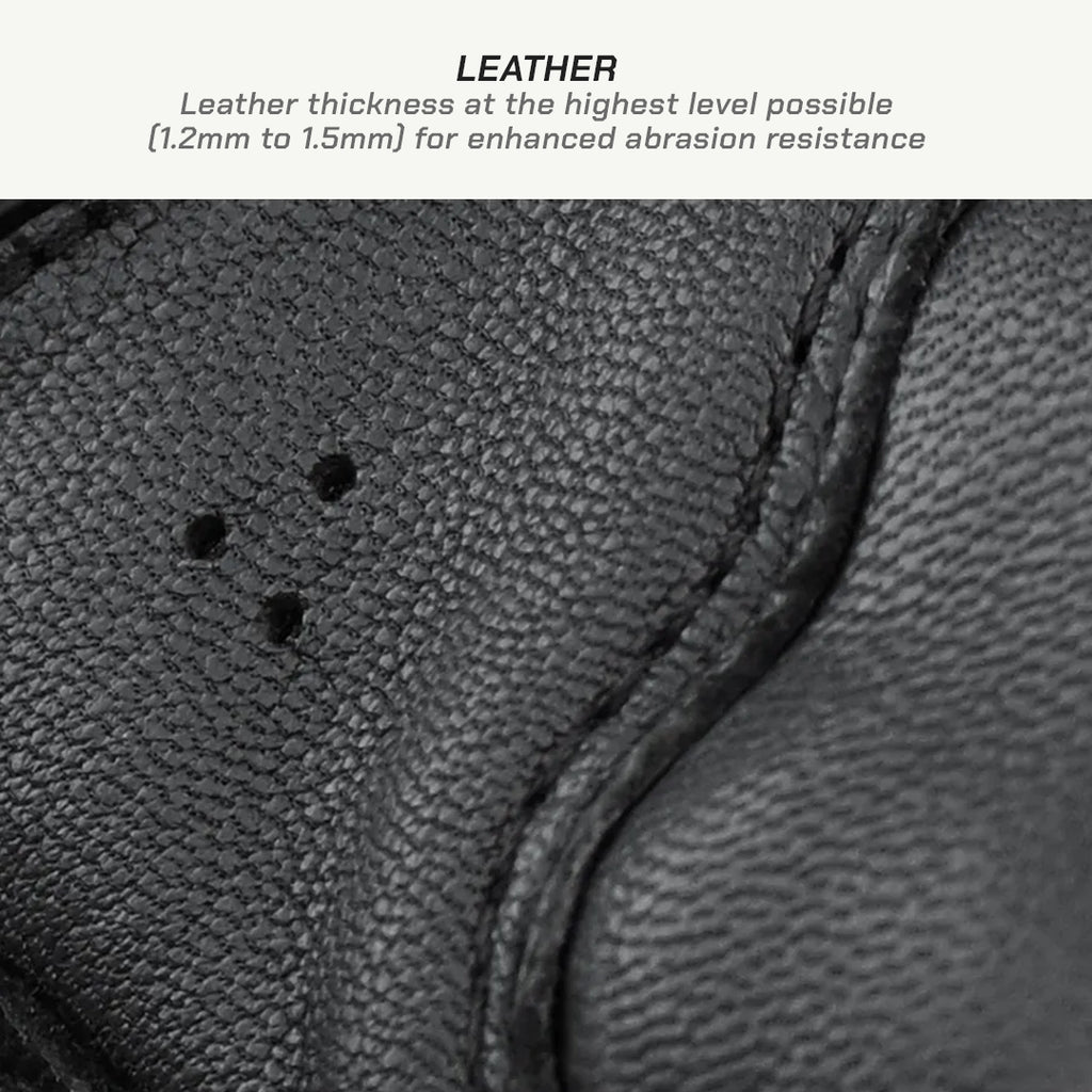 color_common Close-up of leather texture with text about thickness and abrasion resistance.