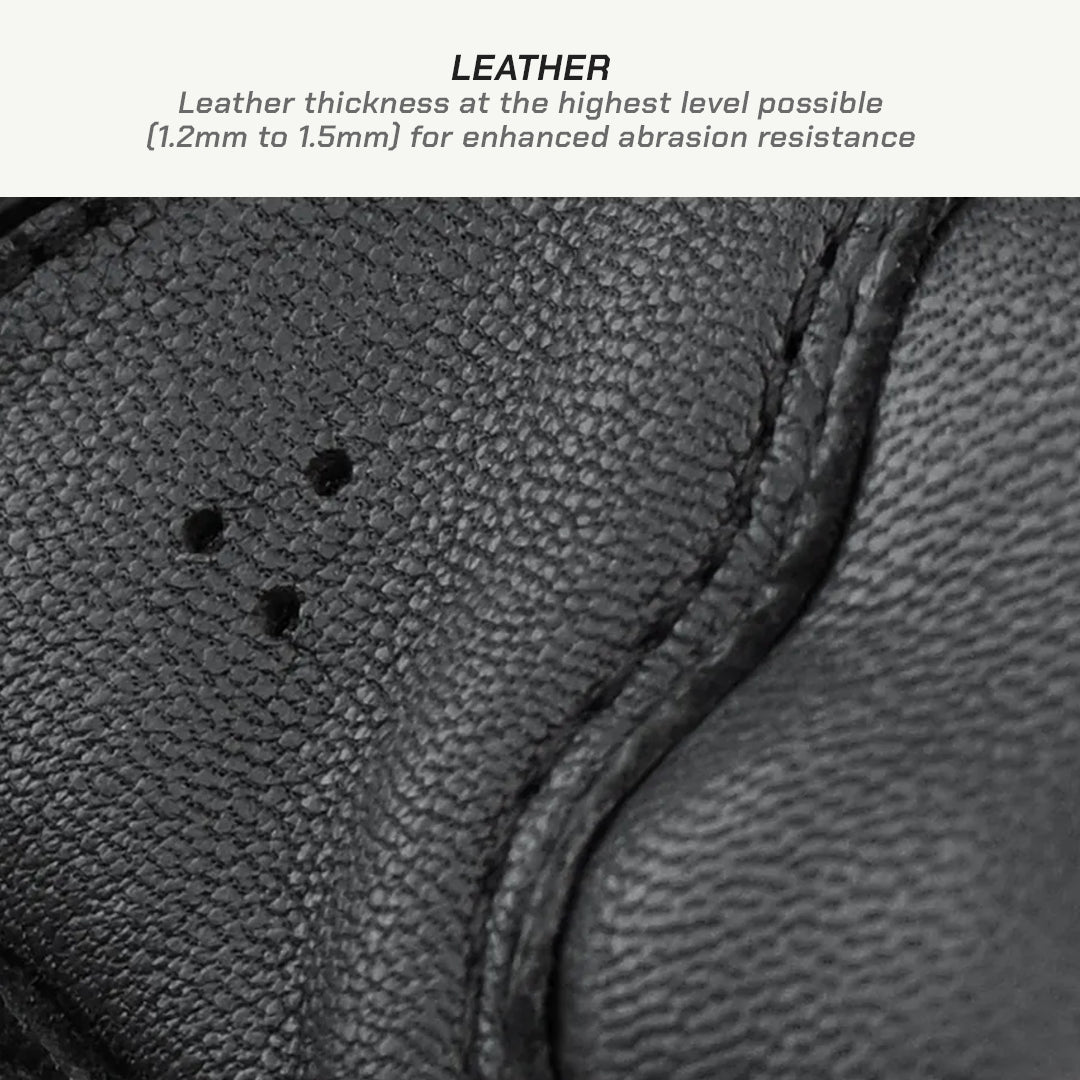 color_common Close-up of leather texture with text about thickness and abrasion resistance.