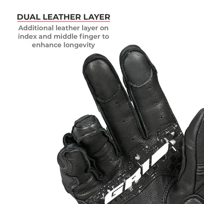 Grid MK3-Full Gauntlet Gloves have dual leather layer