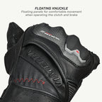 color_common Black motorcycle glove with 'Viper' branding, highlighting floating knuckle design.