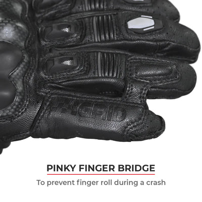 ViaTerra grid – full gauntlet motorcycle riding gloves have a pinky finger bridge