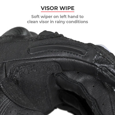ViaTerra grid – full gauntlet motorcycle riding gloves have visor wipe