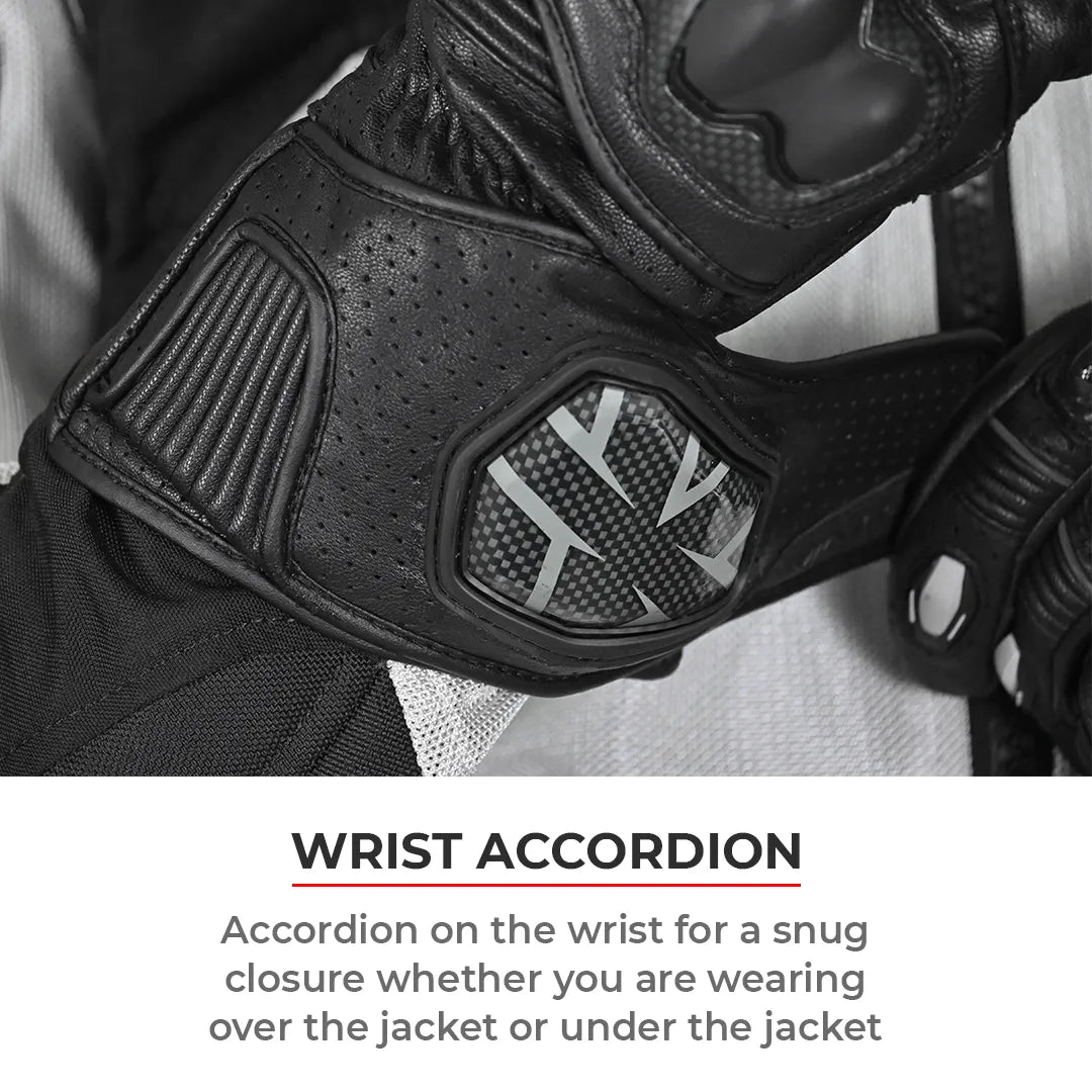 Color_Common ViaTerra grid – full gauntlet motorcycle riding gloves have wrist accordion