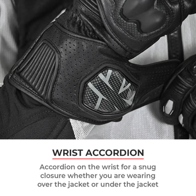 ViaTerra grid – full gauntlet motorcycle riding gloves have wrist accordion