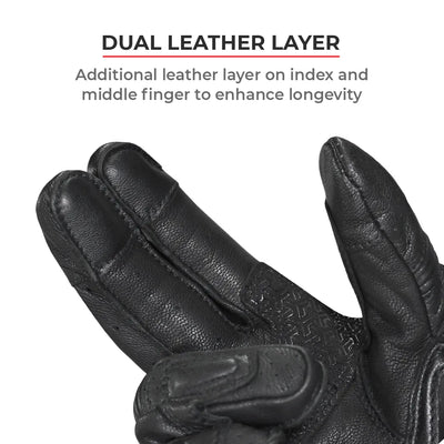 ViaTerra grid – full gauntlet motorcycle riding gloves have dual leather layer