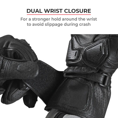 ViaTerra grid – full gauntlet motorcycle riding gloves have dual wrist closure
