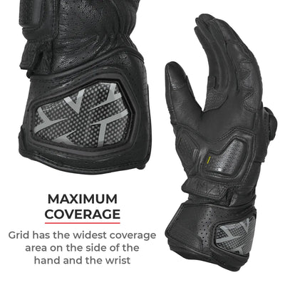 ViaTerra grid – full gauntlet motorcycle riding gloves have maximum coverage